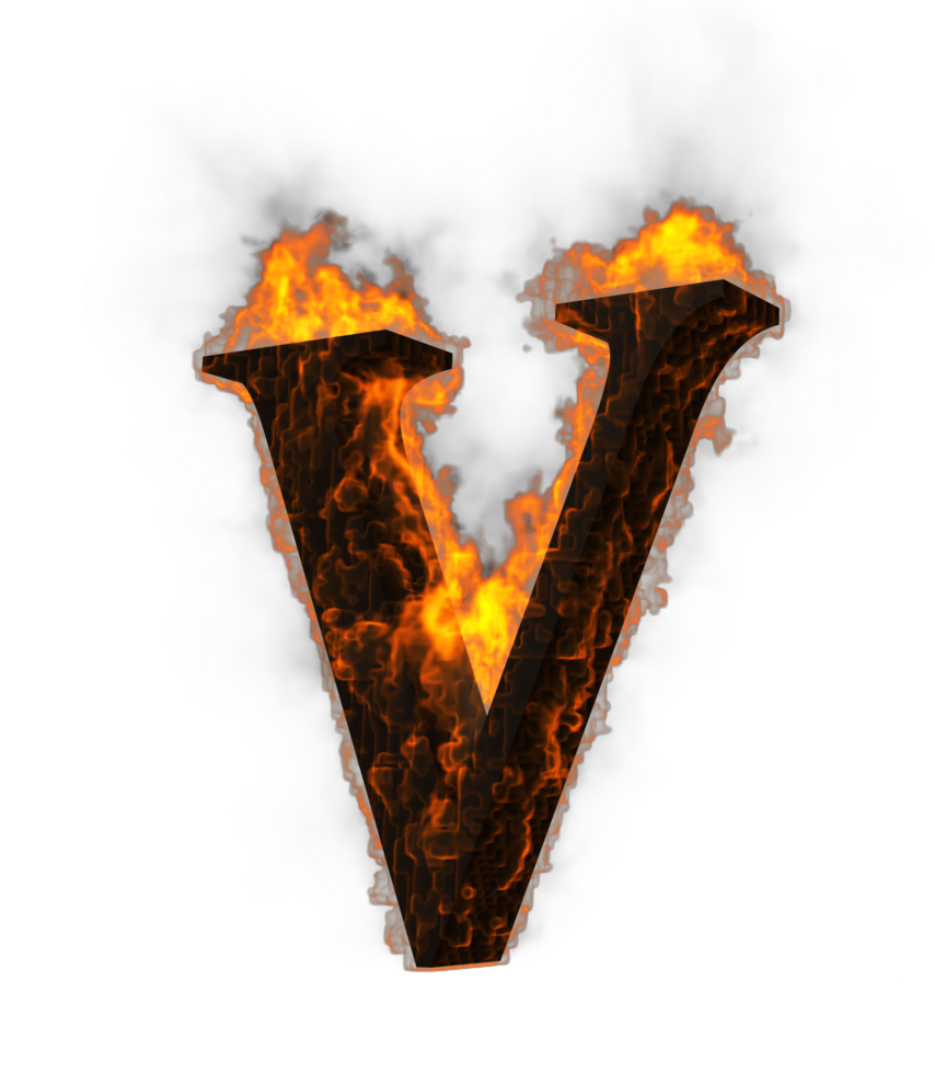 Fire alphabet 3d Rendering illustration. png