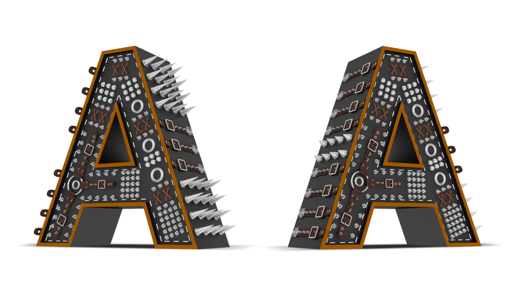 3d Alphabet Punk style, 3d rendering. png