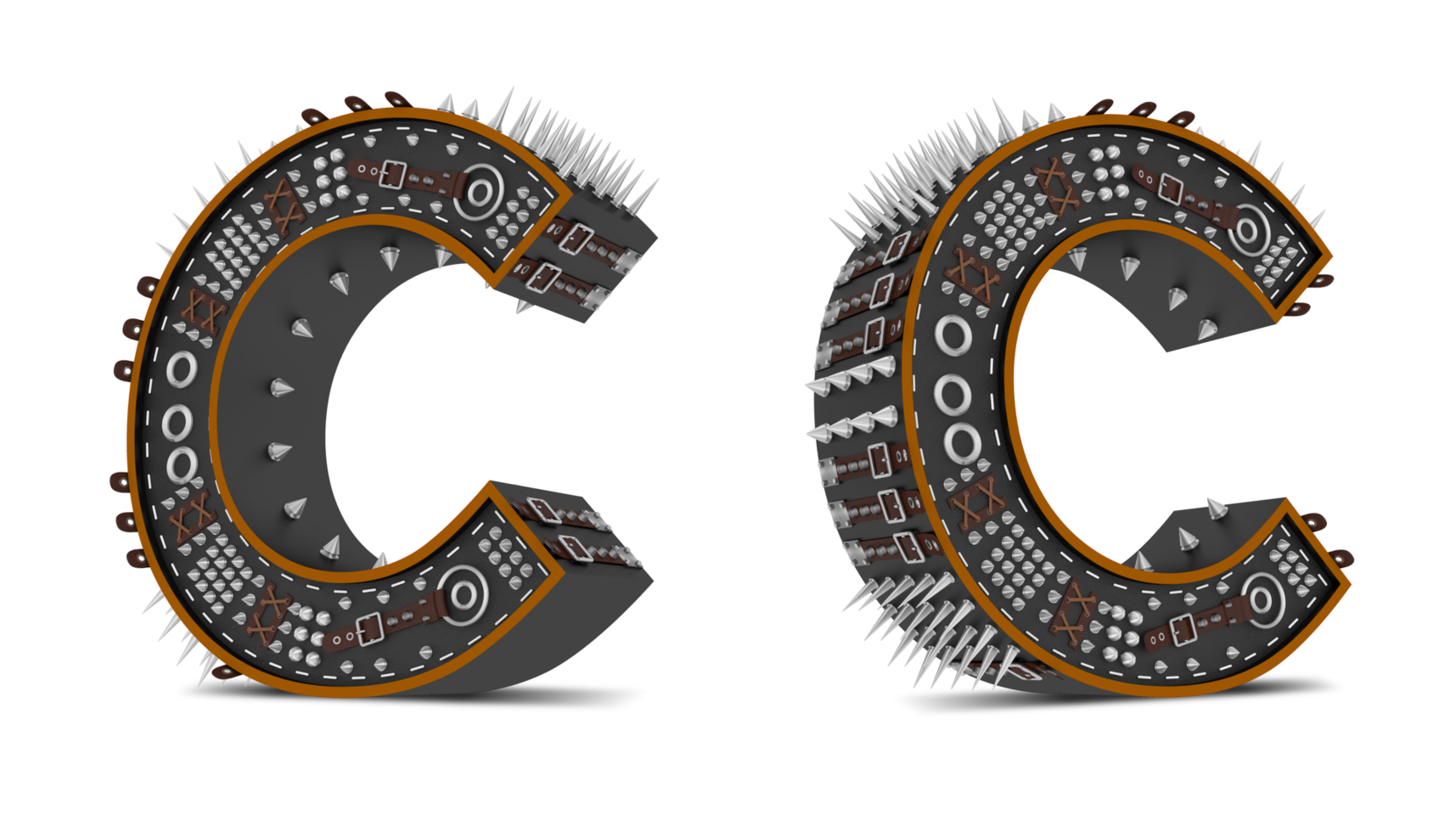 3d Alphabet Punk style, 3d rendering. png