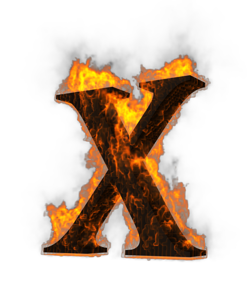 Fire alphabet 3d Rendering illustration. png
