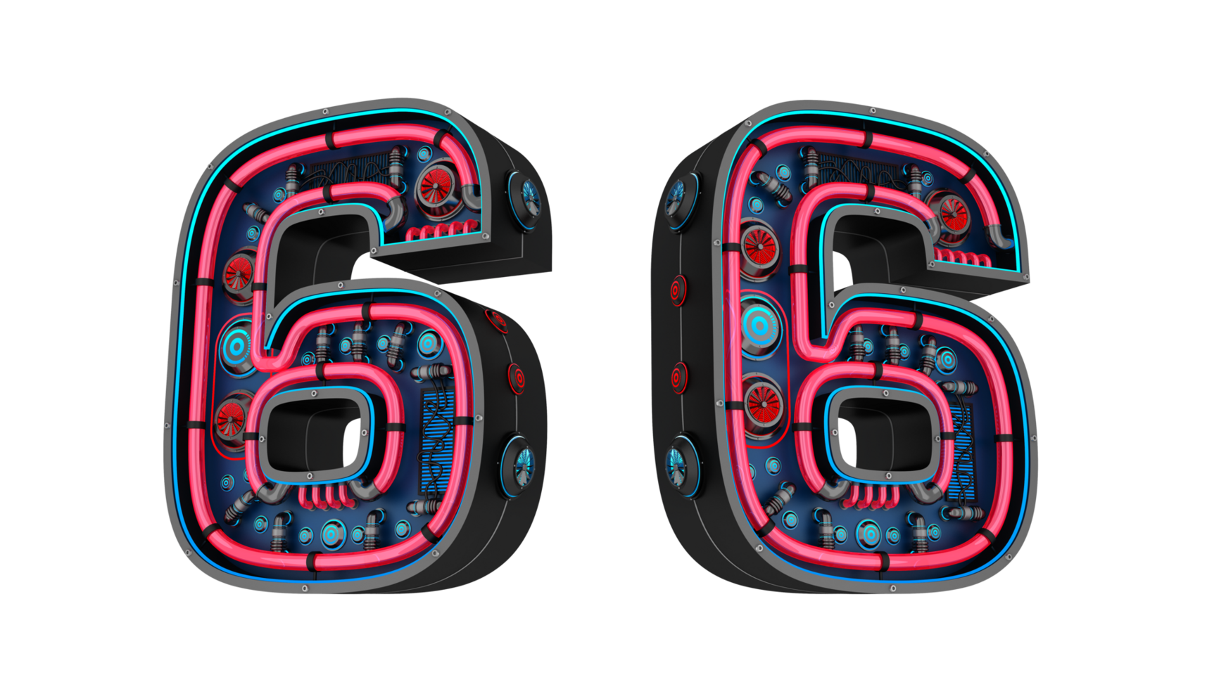 Black number with Red and blue Neon light and has a cooling system png