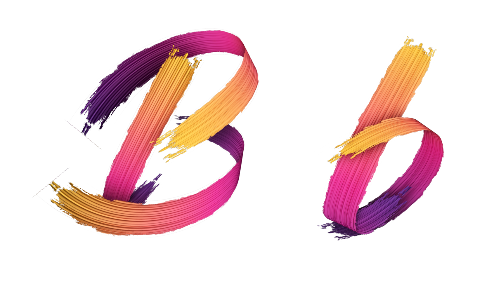3d alphabet calligraphy oil paint style, 3d rendering png