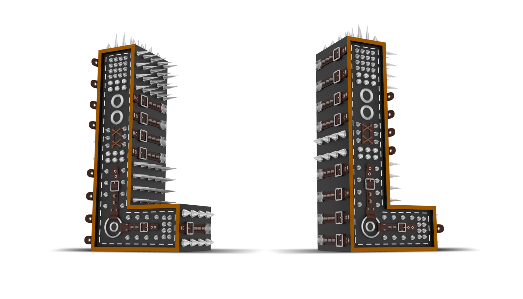 3d Alphabet Punk style, 3d rendering. png