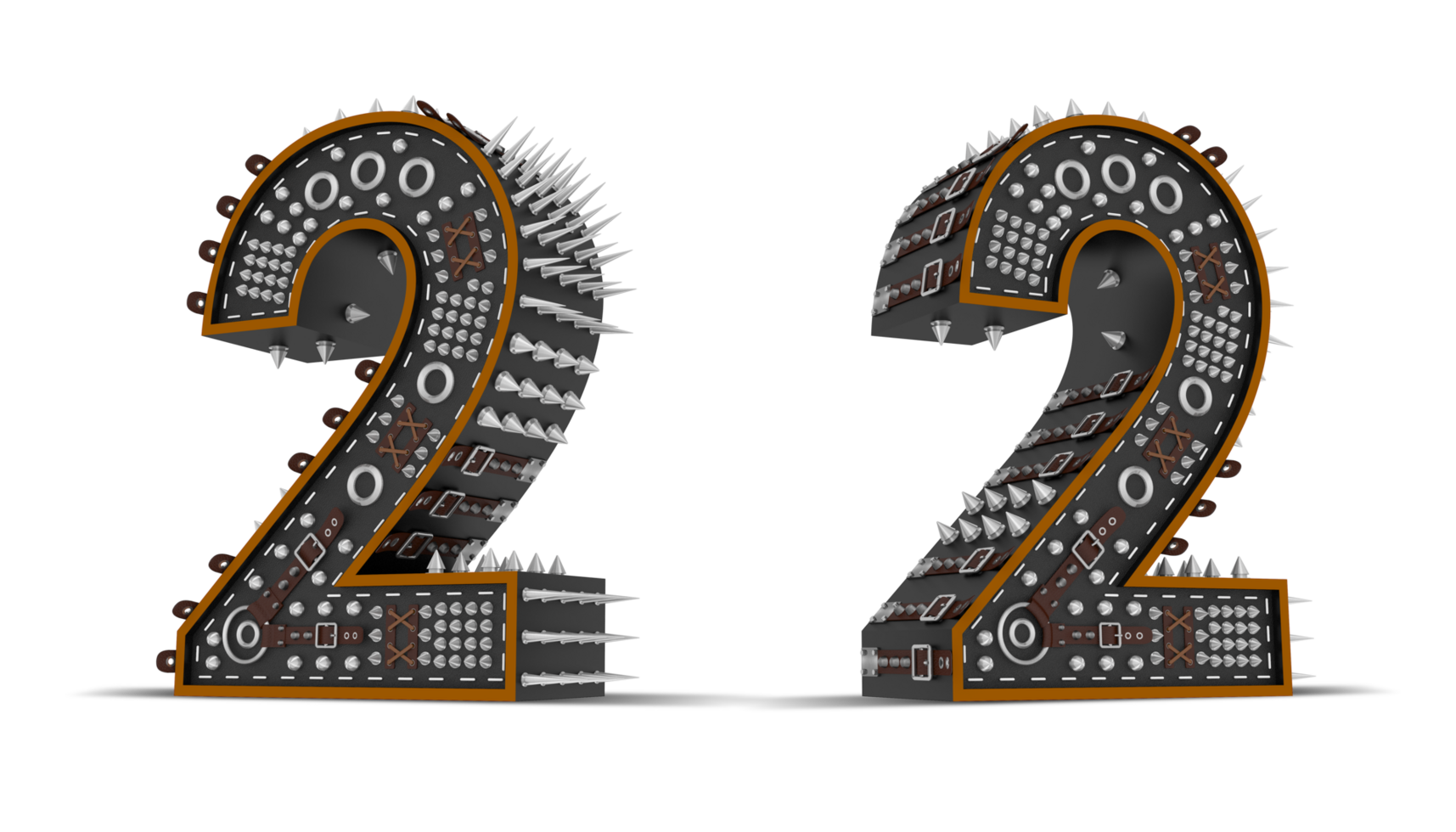 3d Number Punk style, 3d rendering png