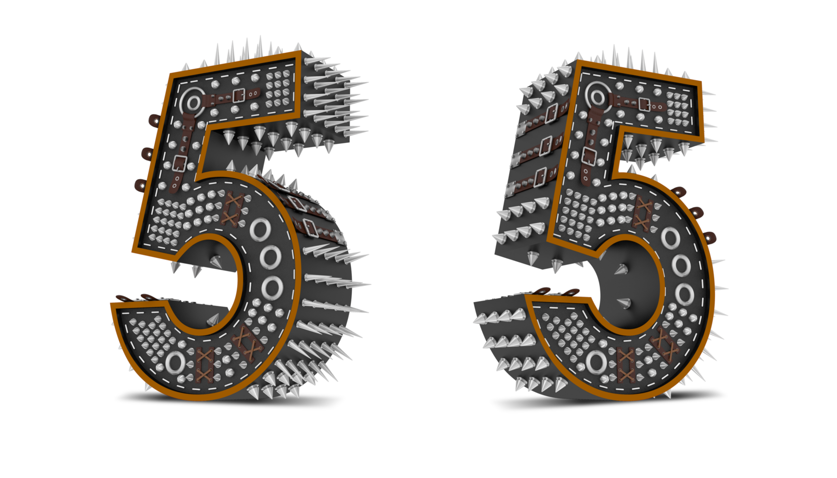 3d Number Punk style, 3d rendering png