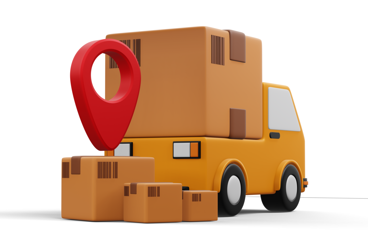 consegna camion con pacco scatola, trasporto veicolo, 3d interpretazione png