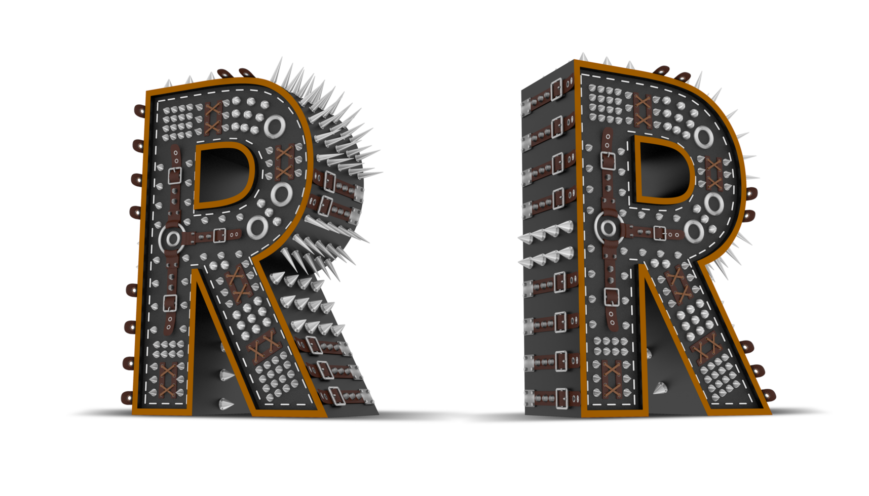 3d Alphabet Punk style, 3d rendering. png