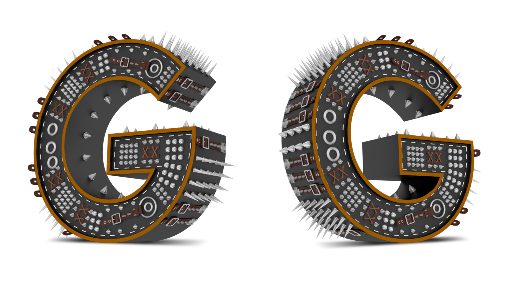 3d Alphabet Punk style, 3d rendering. png