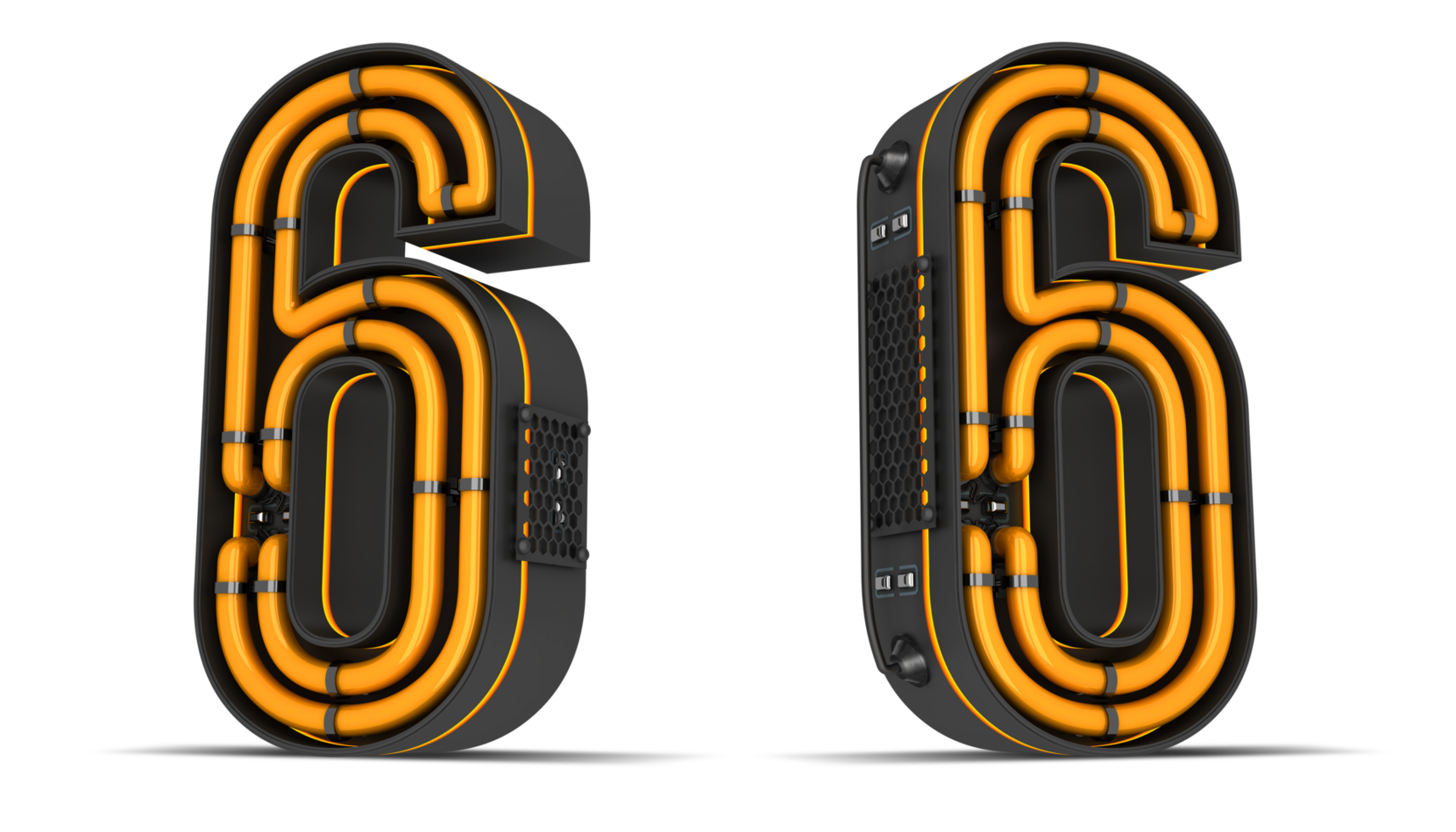 Number Neon light 3d rendering illustration png