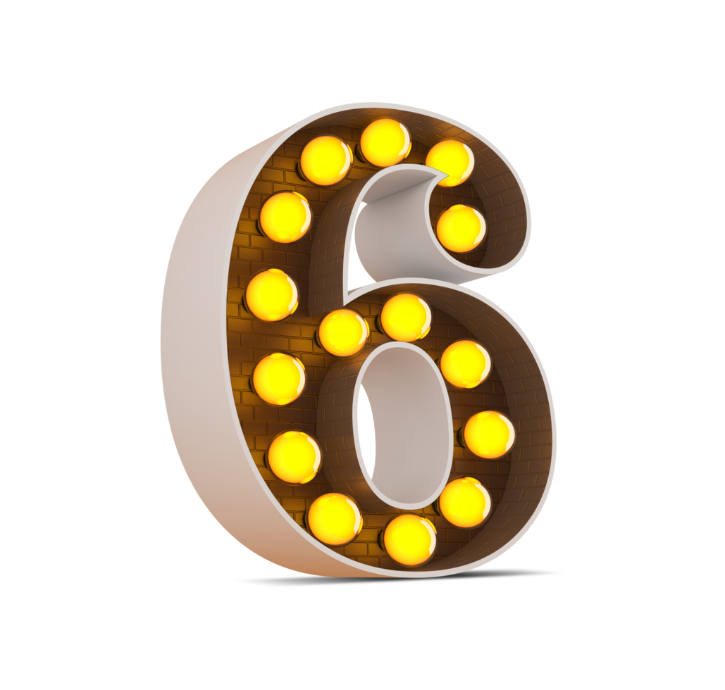 3d number with light bulb, 3d rendering png