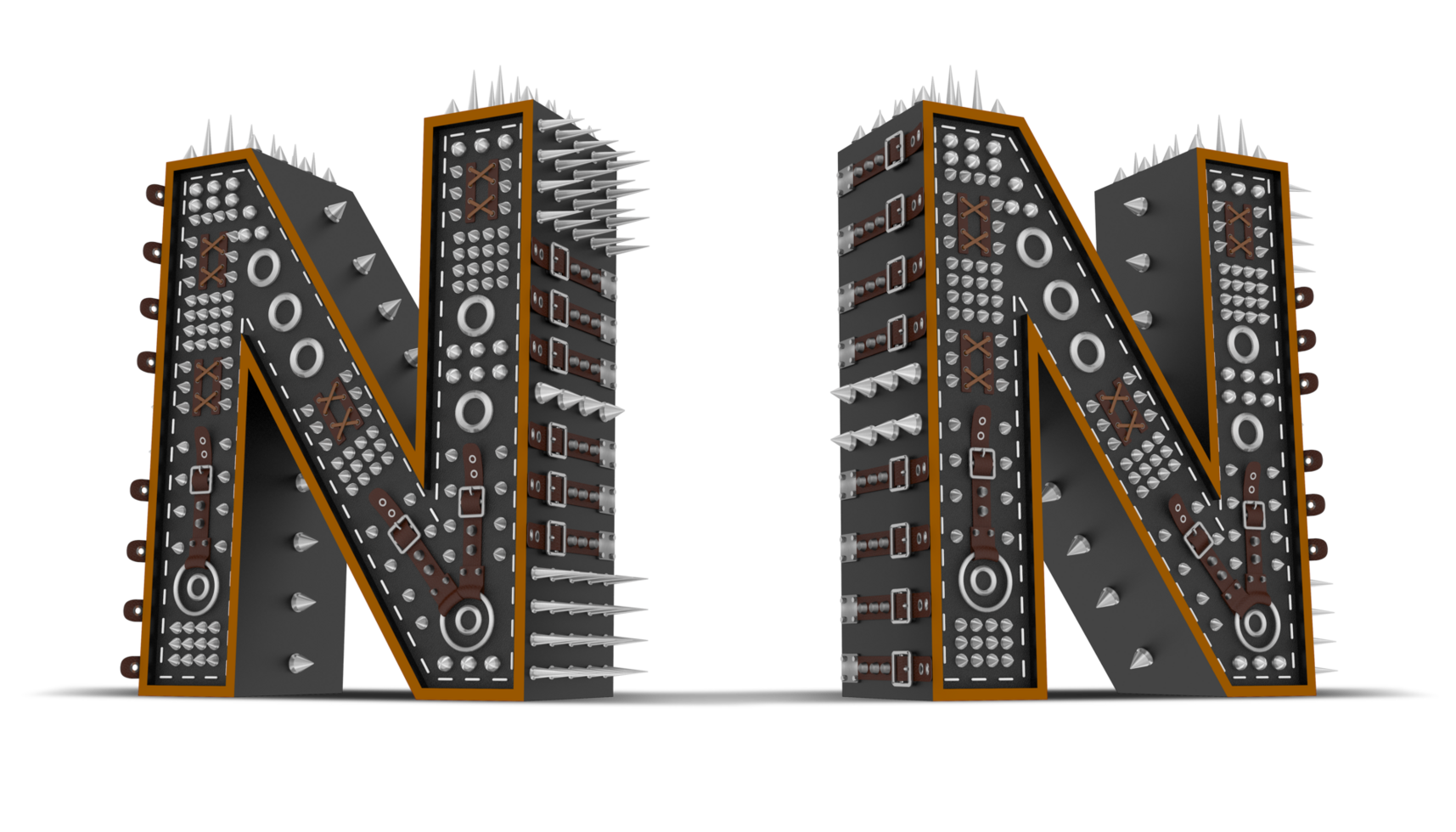 3d Alphabet Punk style, 3d rendering. png