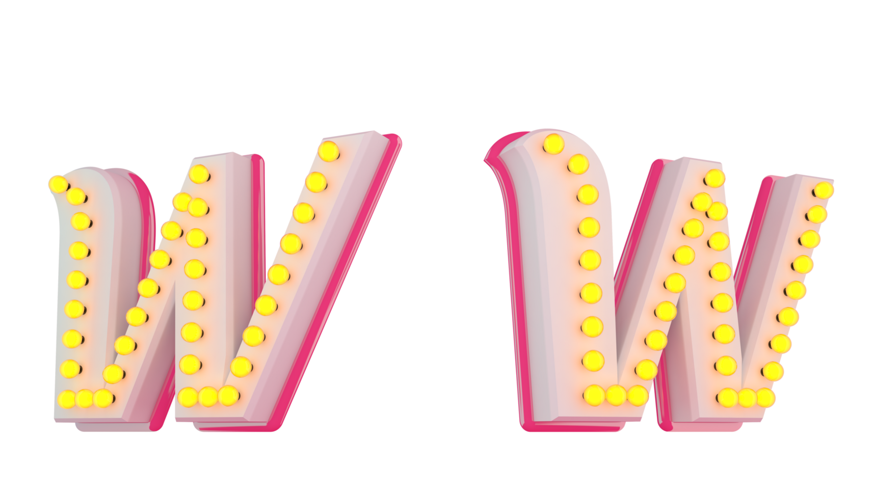 White 3d alphabet pink line with light bulb decorate png