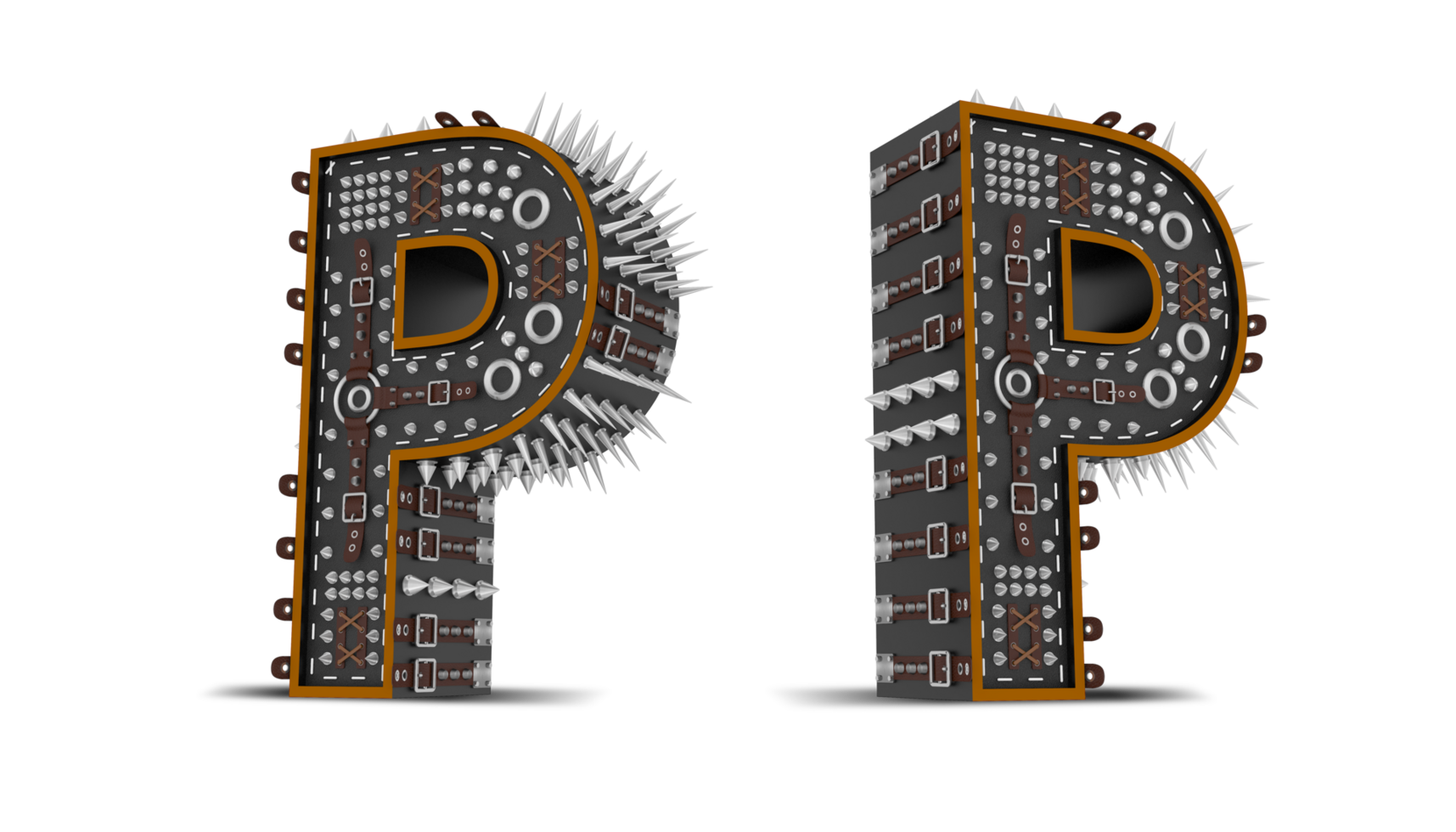 3d Alphabet Punk style, 3d rendering. png