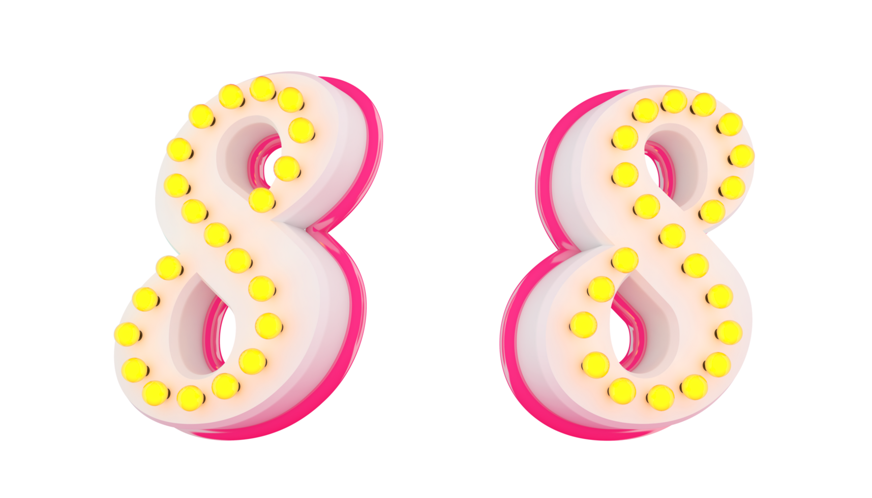 White 3d number with pink line and light bulb decoration png