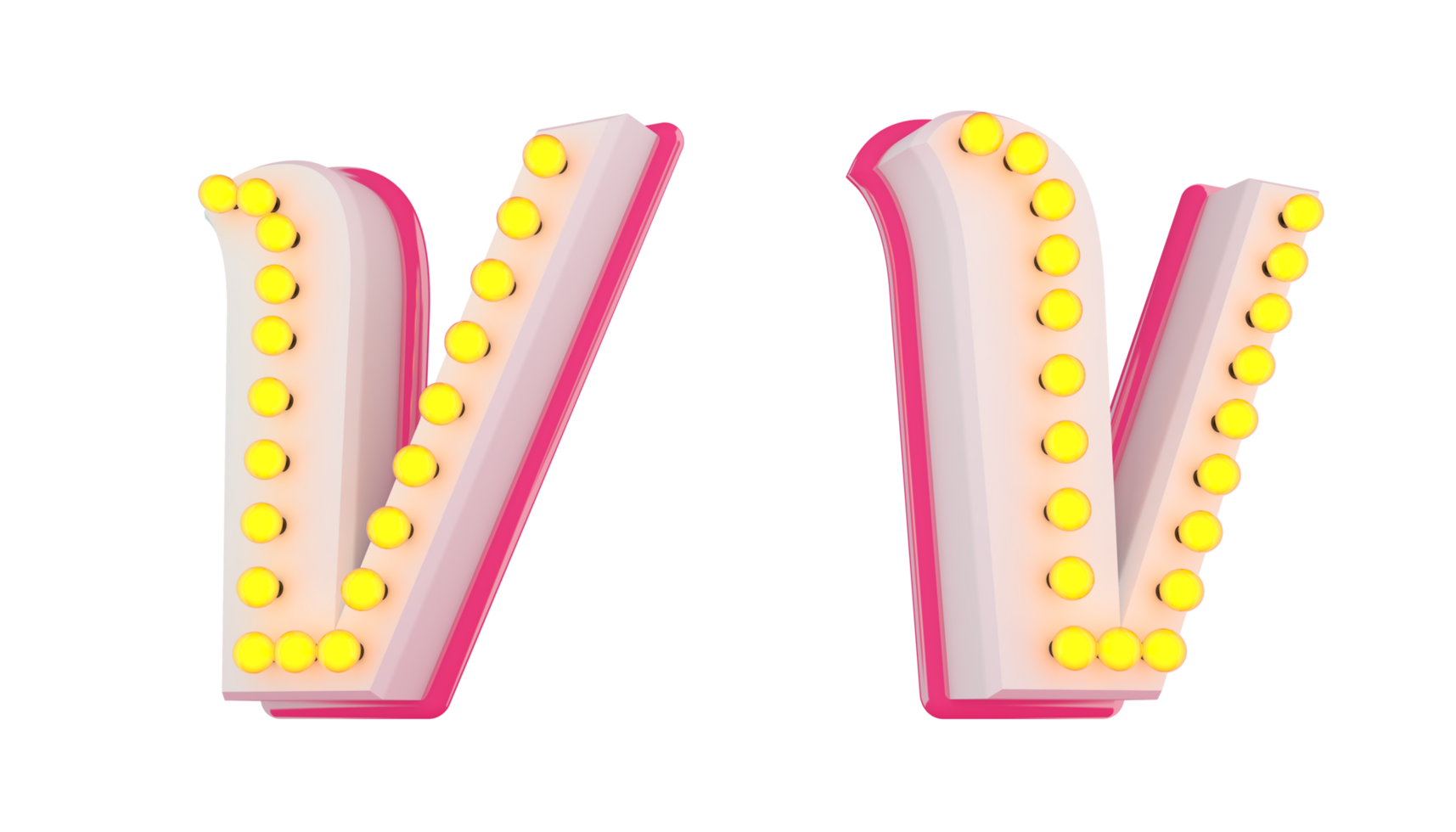White 3d alphabet pink line with light bulb decorate png