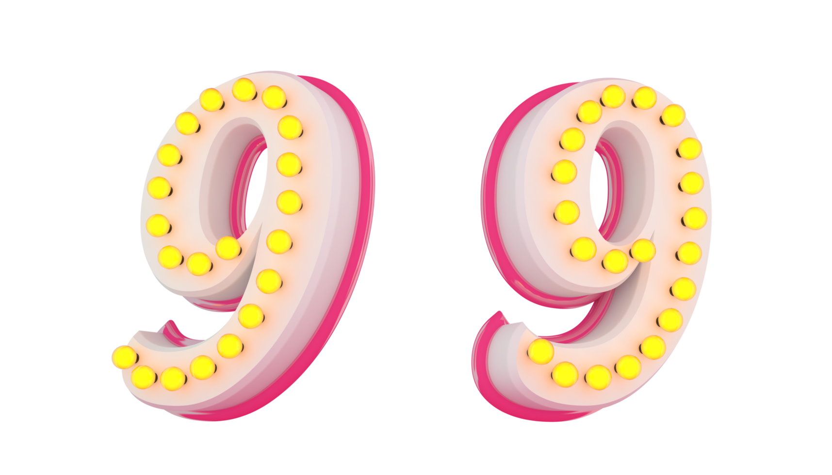 White 3d number with pink line and light bulb decoration png