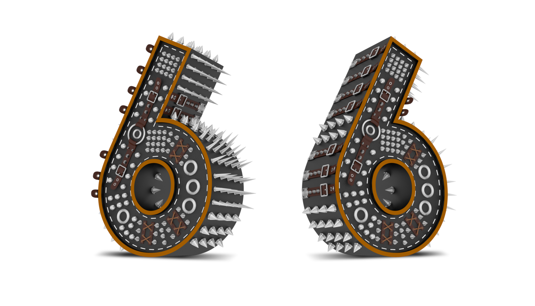 3d Number Punk style, 3d rendering png