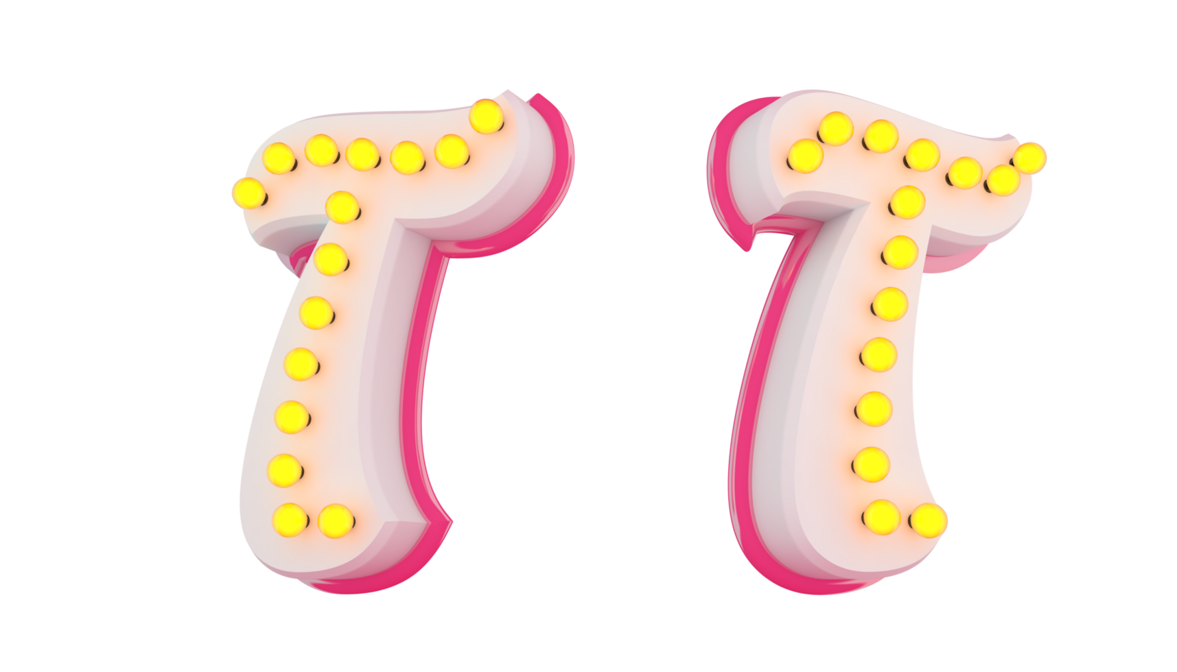 White 3d alphabet pink line with light bulb decorate png