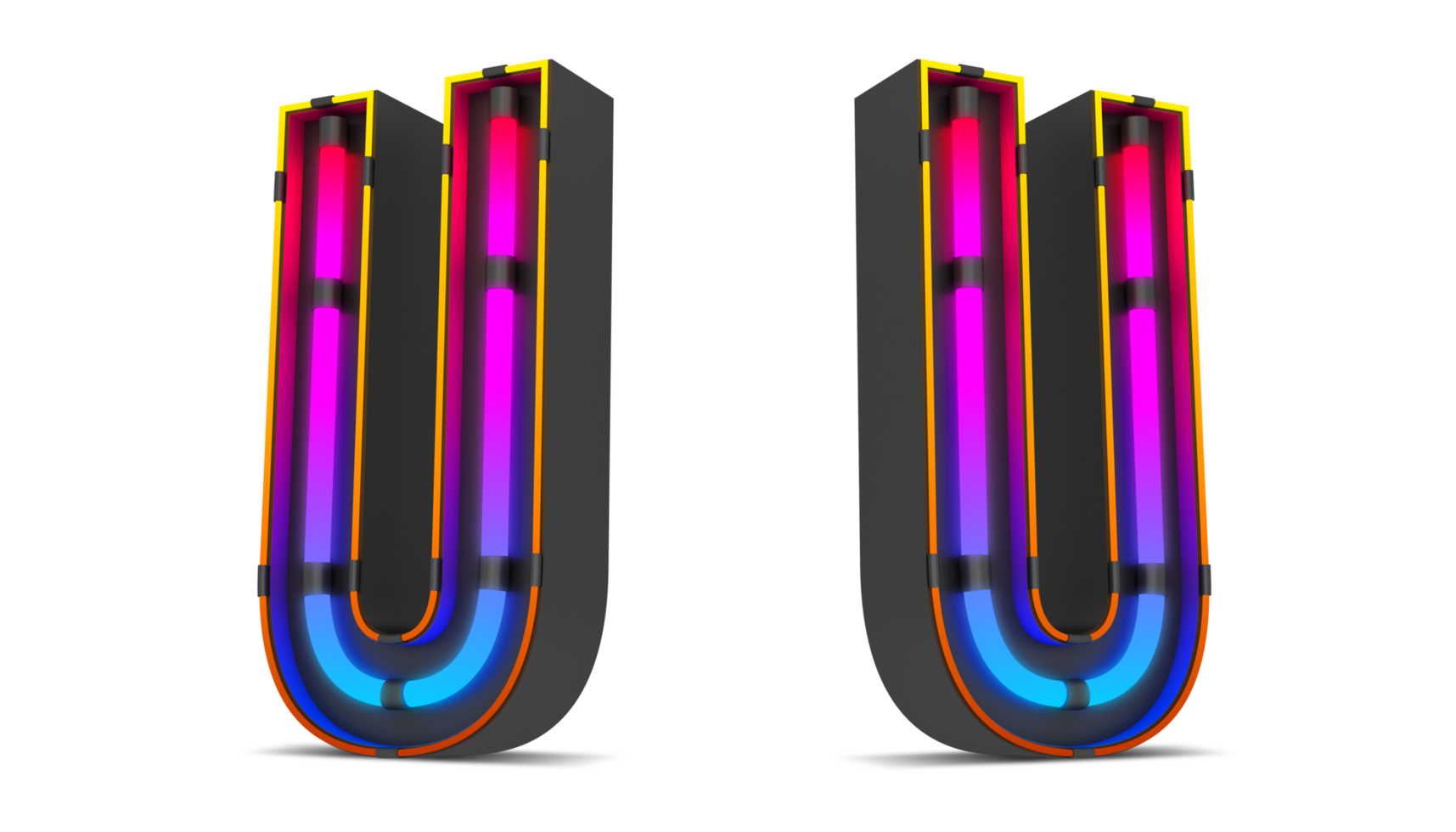 Black alphabet with colorful neon light. png