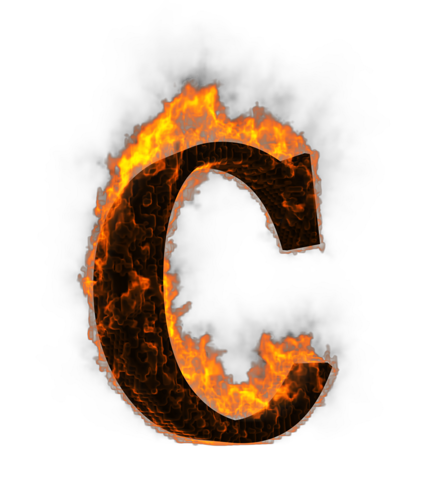 Fire alphabet 3d Rendering illustration. png