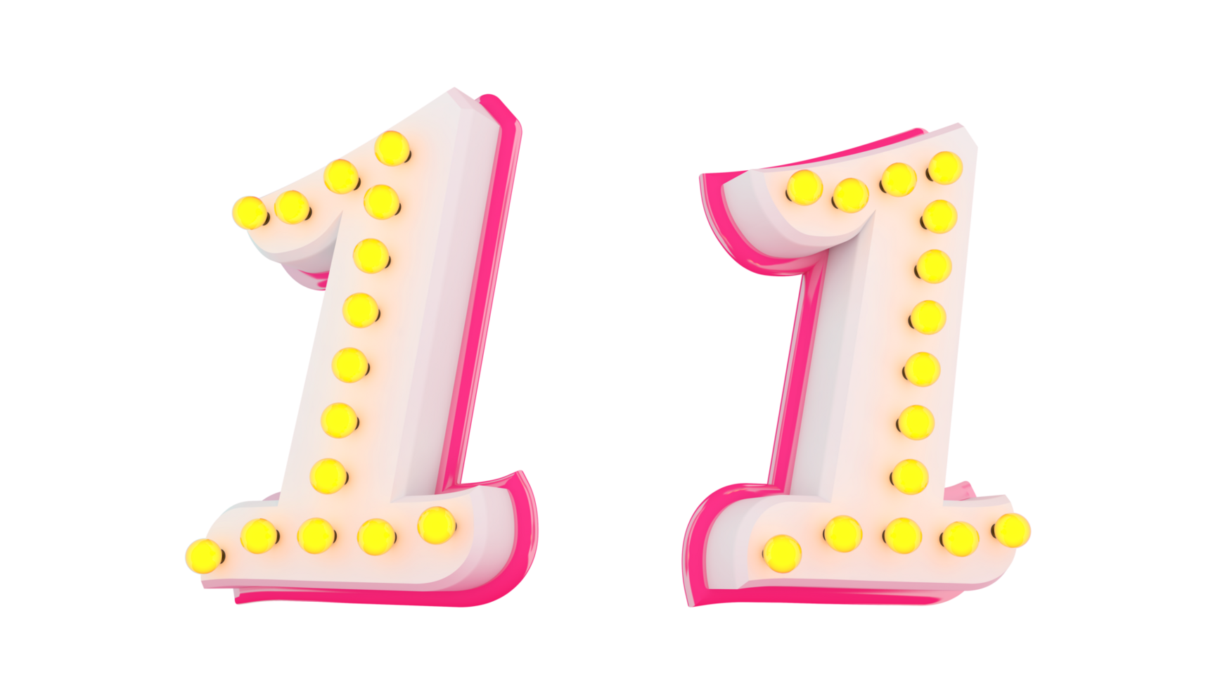 White 3d number with pink line and light bulb decoration png