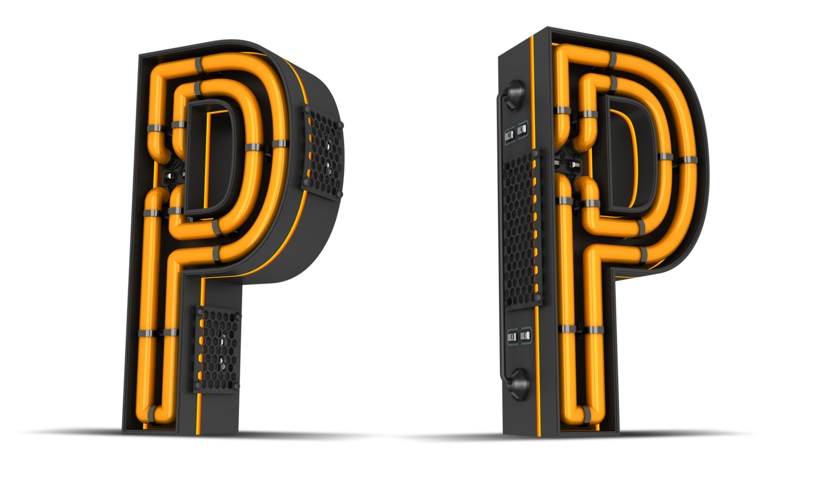 Alphabet Neon light 3d rendering illustration png