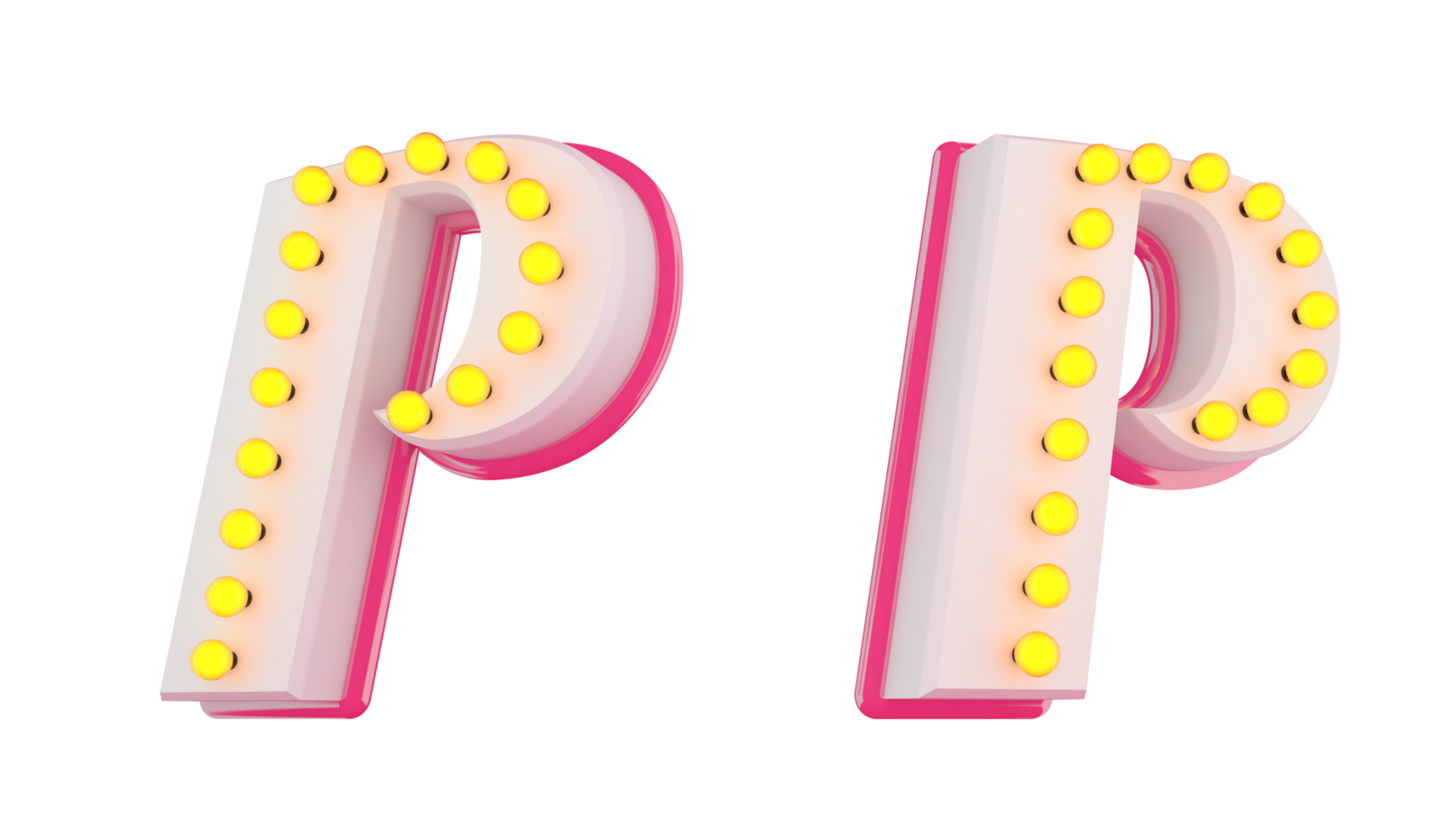White 3d alphabet pink line with light bulb decorate png