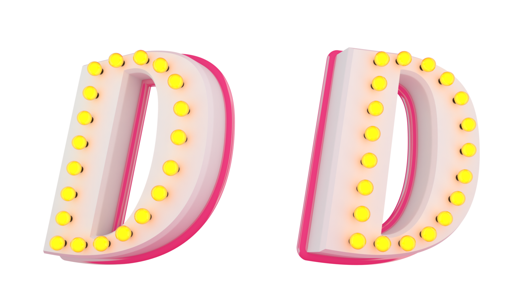 White 3d alphabet pink line with light bulb decorate png
