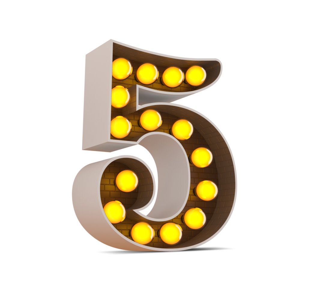 3d number with light bulb, 3d rendering png