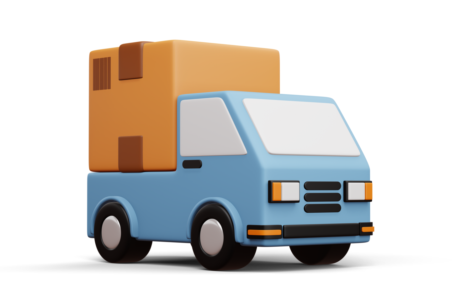 Delivery truck with parcel box, transport vehicle, 3d rendering png