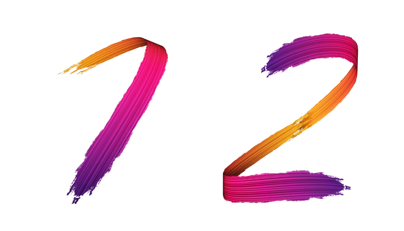 3d number calligraphy oil paint style png