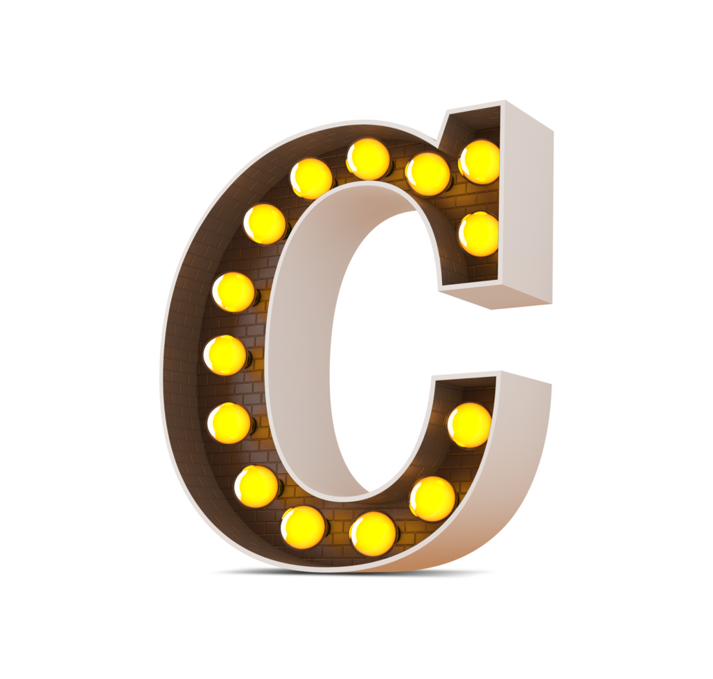 3d alphabet with light bulb. png