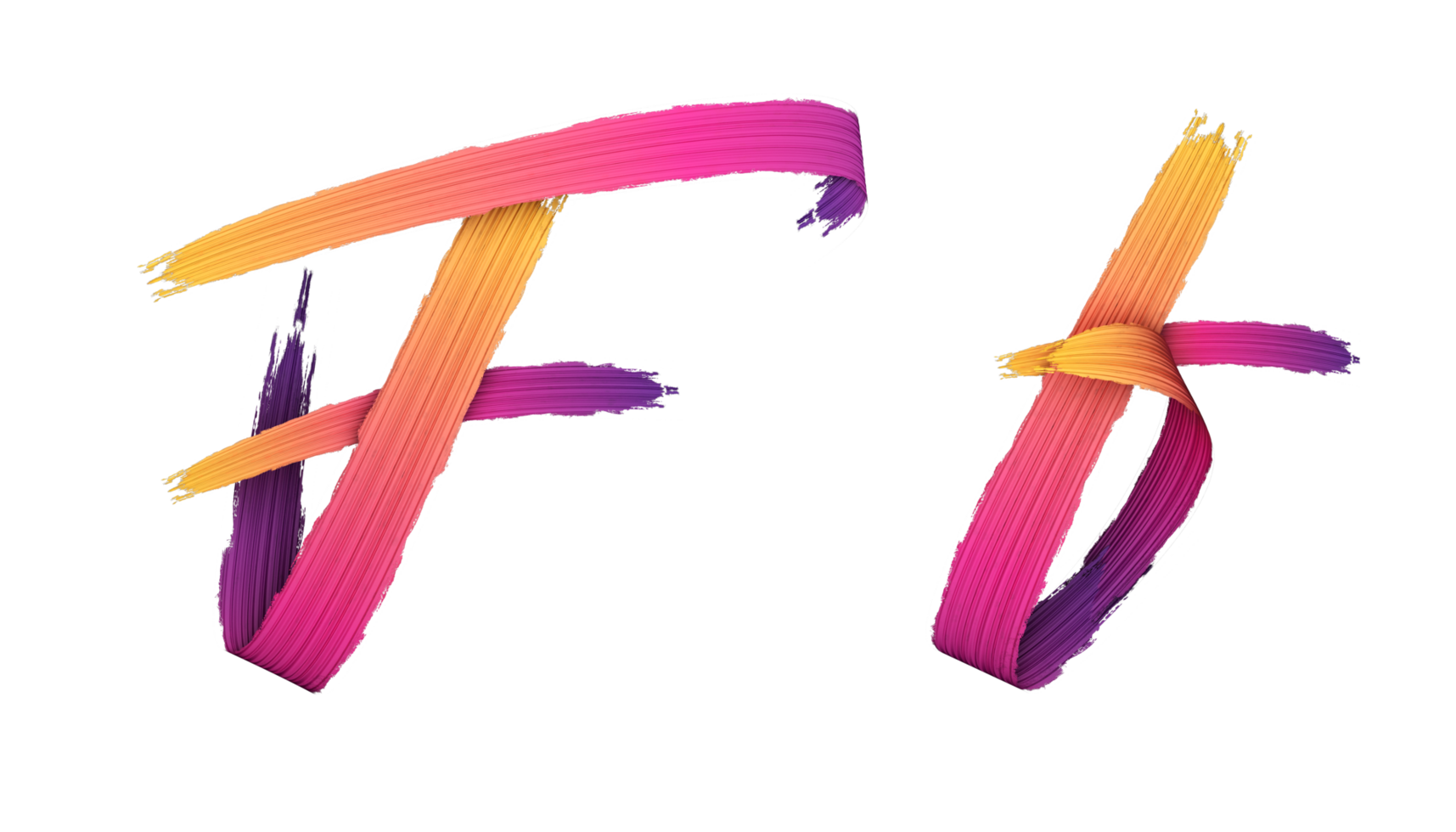 3d alphabet calligraphy oil paint style, 3d rendering png