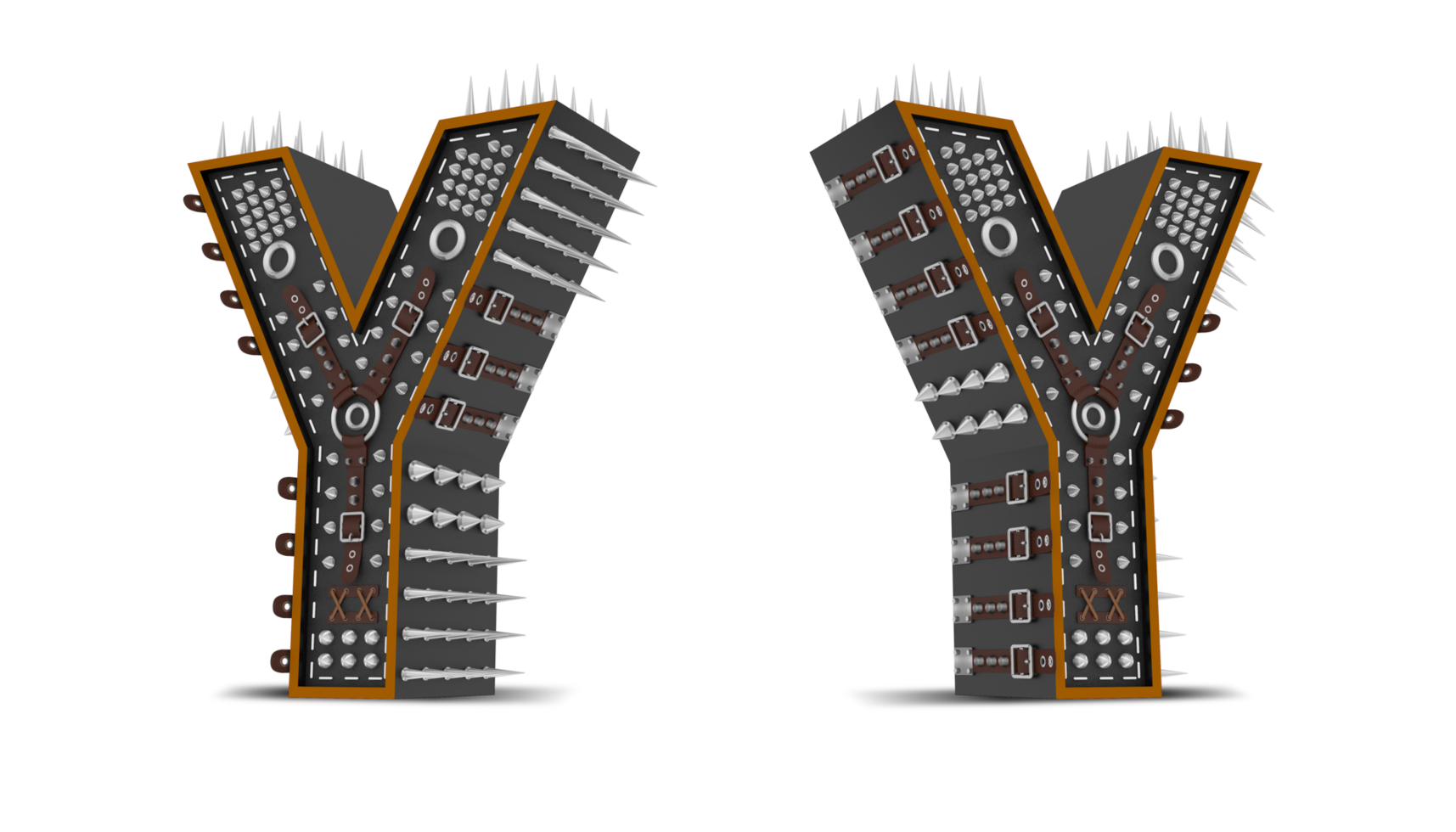 3d Alphabet Punk style, 3d rendering. png