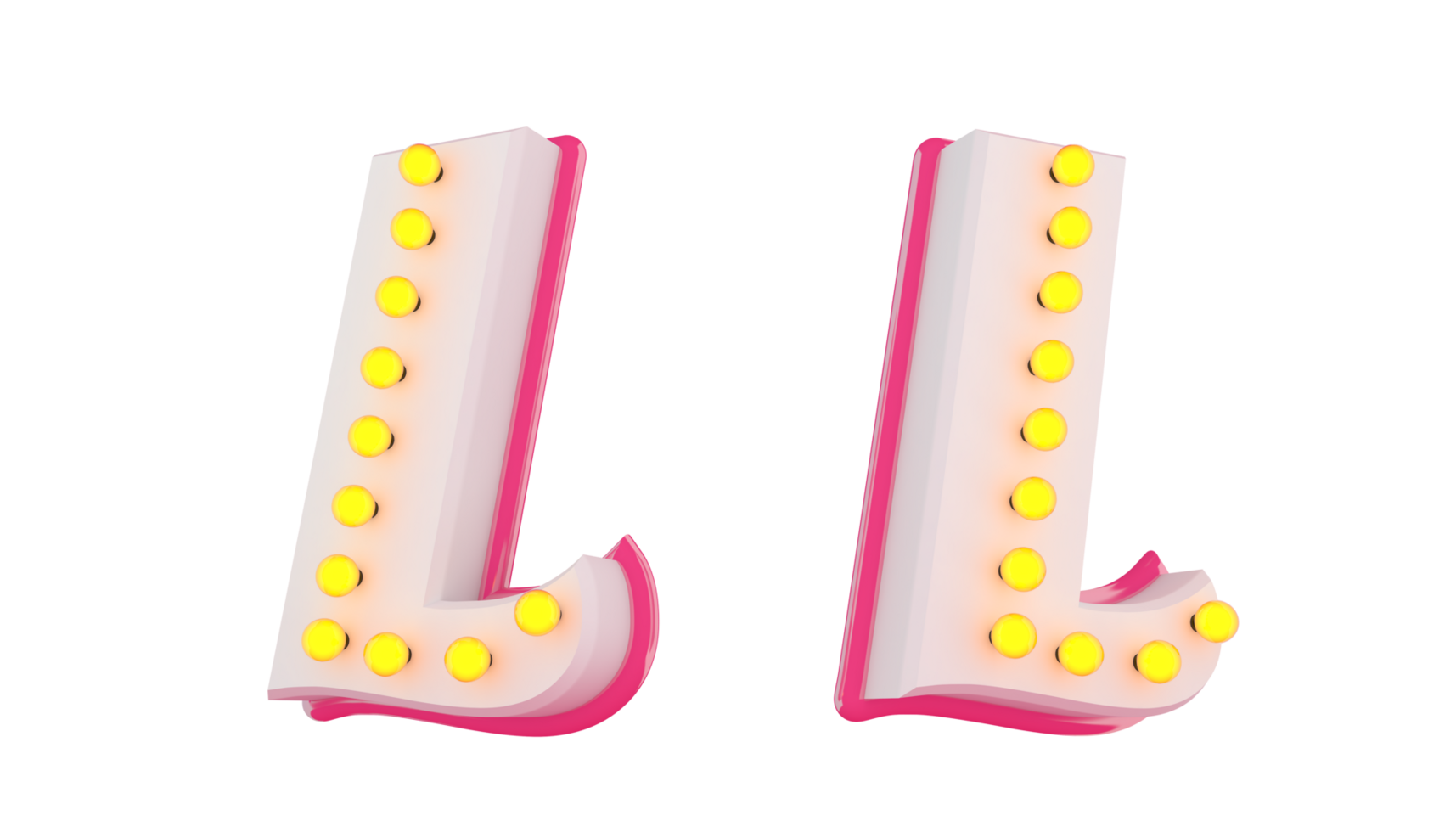 White 3d alphabet pink line with light bulb decorate png