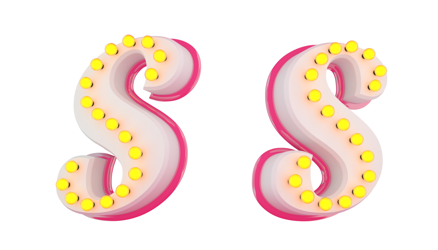 White 3d alphabet pink line with light bulb decorate png
