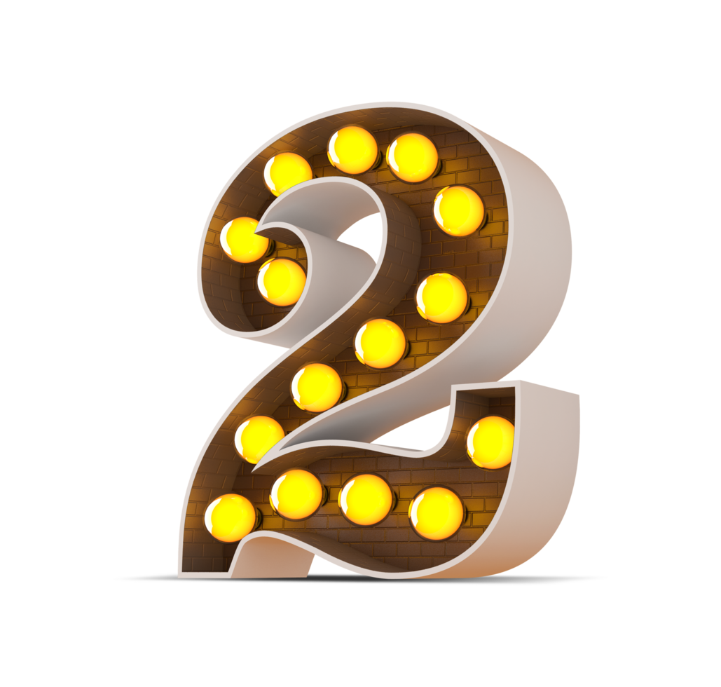3d number with light bulb, 3d rendering png