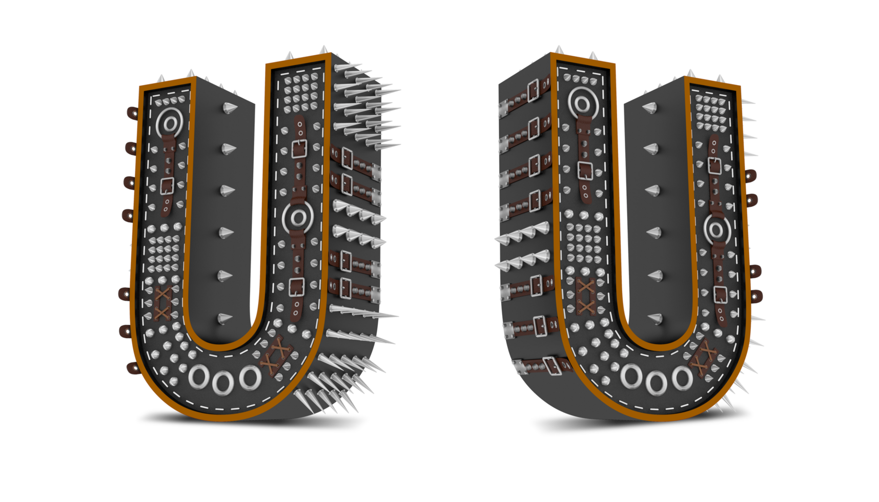 3d Alphabet Punk style, 3d rendering. png
