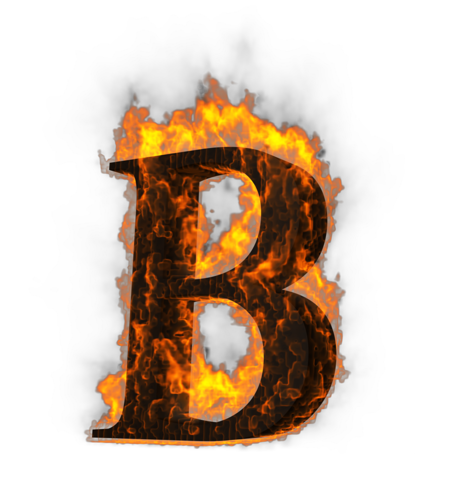 Fire alphabet 3d Rendering illustration. png