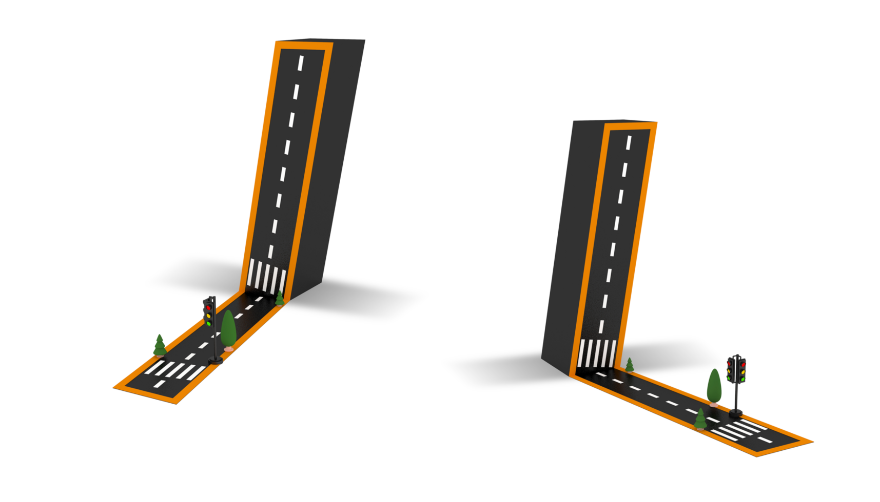 Alphabet symbols of the Figures in the form of a road, white and yellow line markings png
