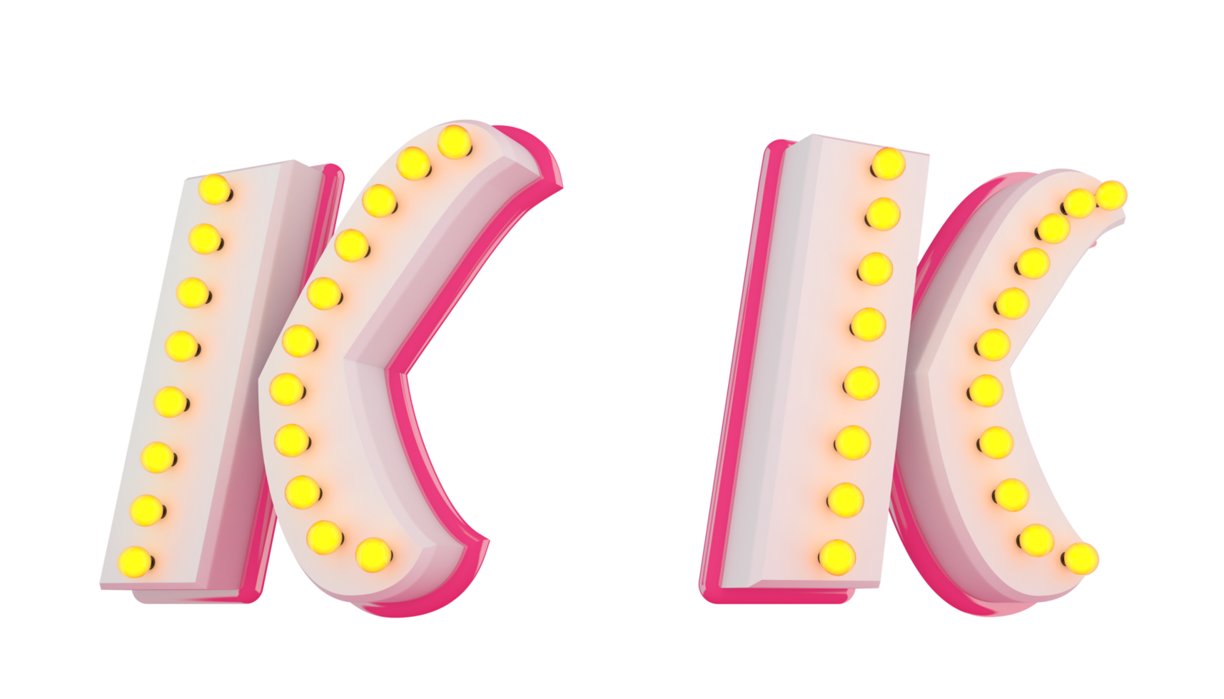 White 3d alphabet pink line with light bulb decorate png