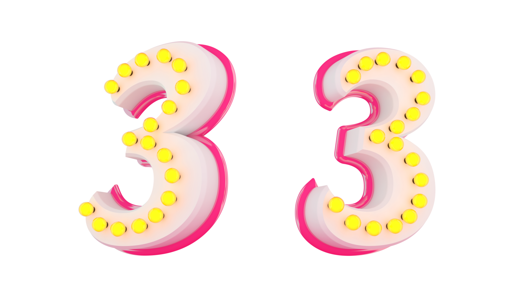White 3d number with pink line and light bulb decoration png