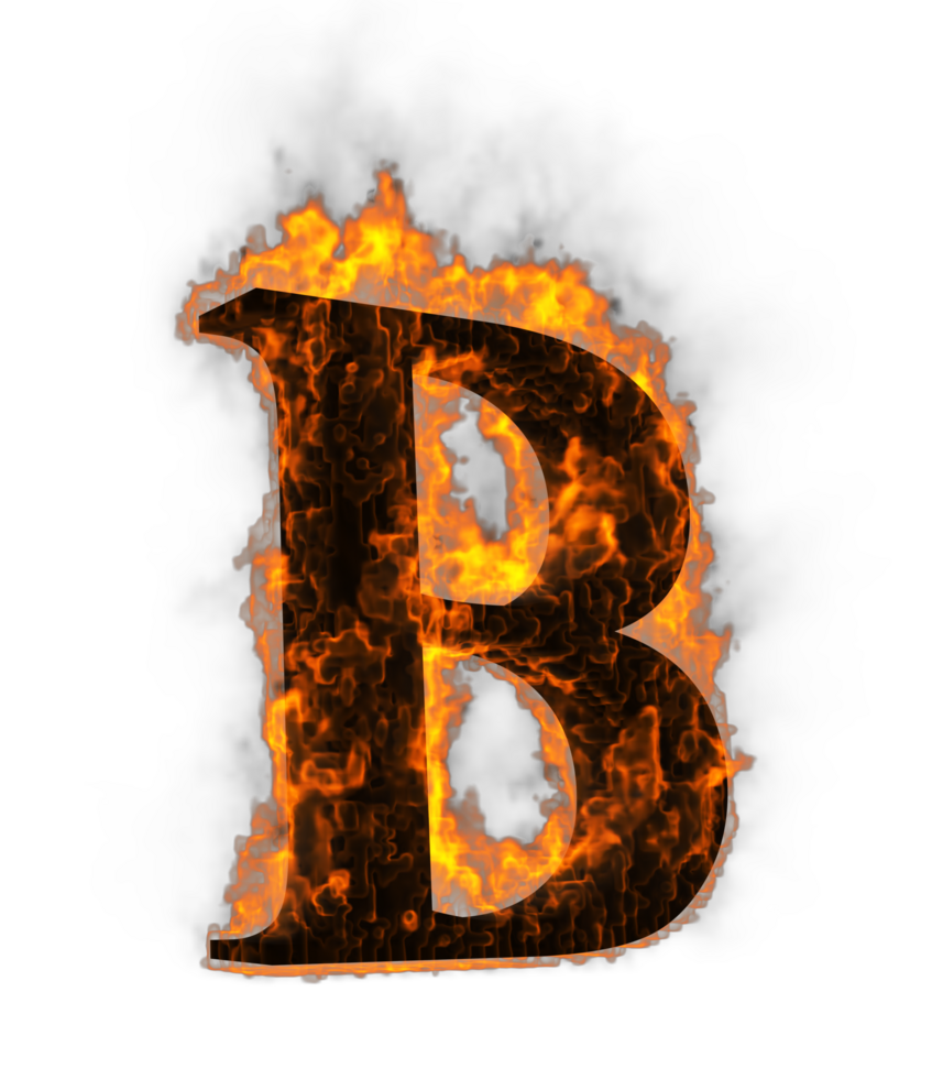 Fire alphabet 3d Rendering illustration. png