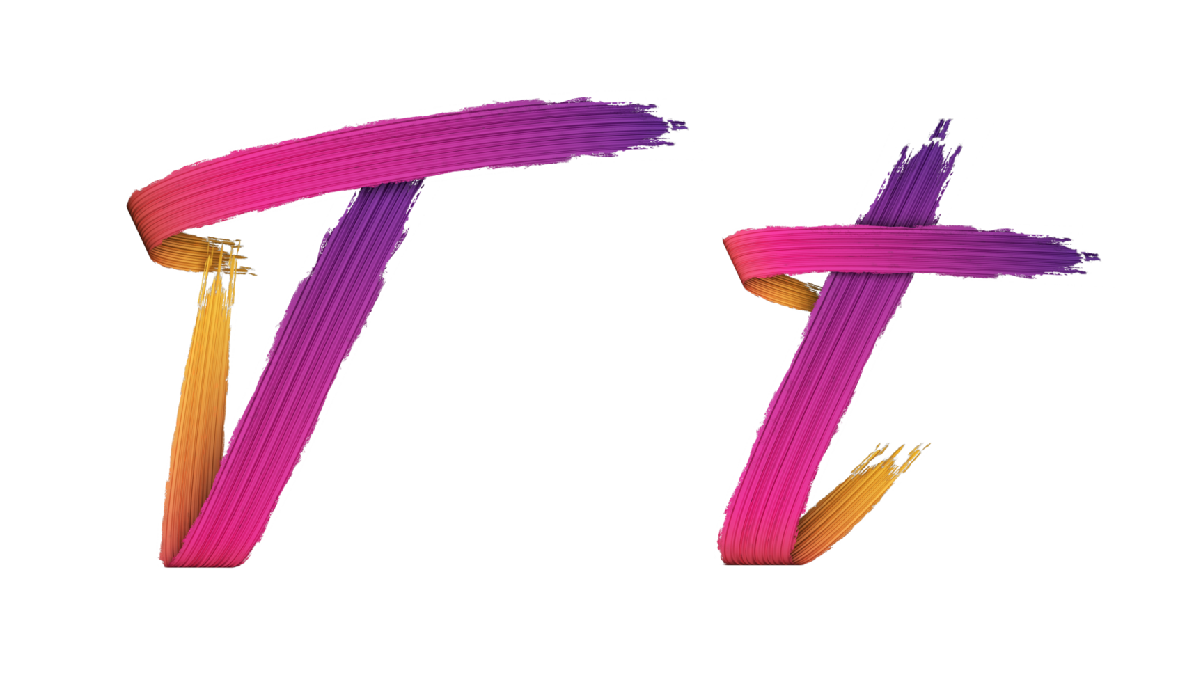 3d alphabet calligraphy oil paint style, 3d rendering png