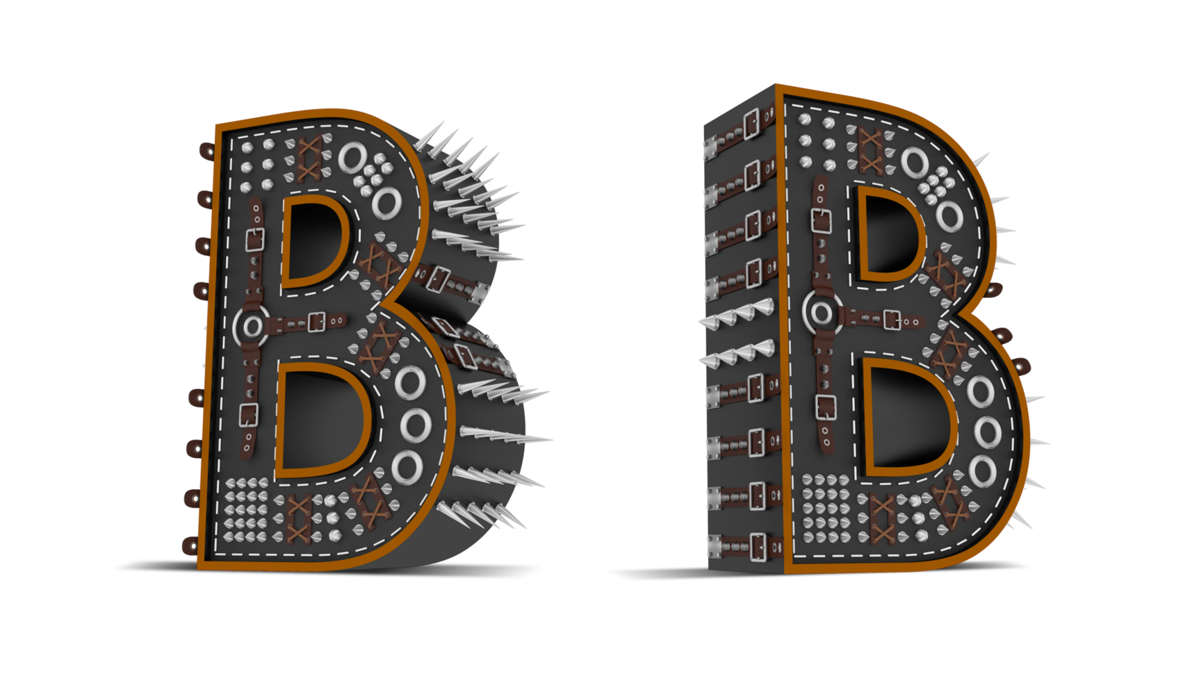3d Alphabet Punk style, 3d rendering. png