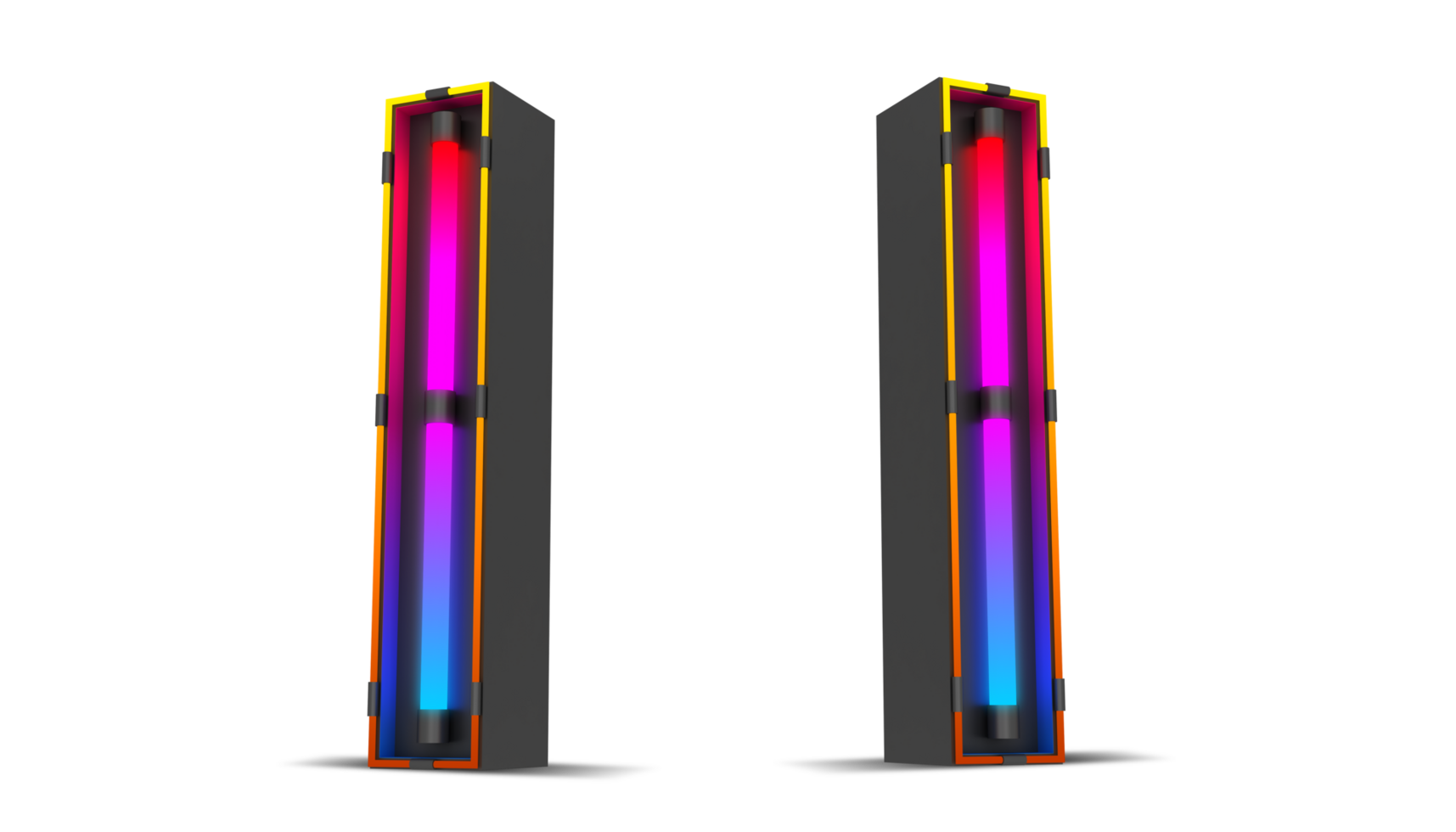 Black alphabet with colorful neon light. png