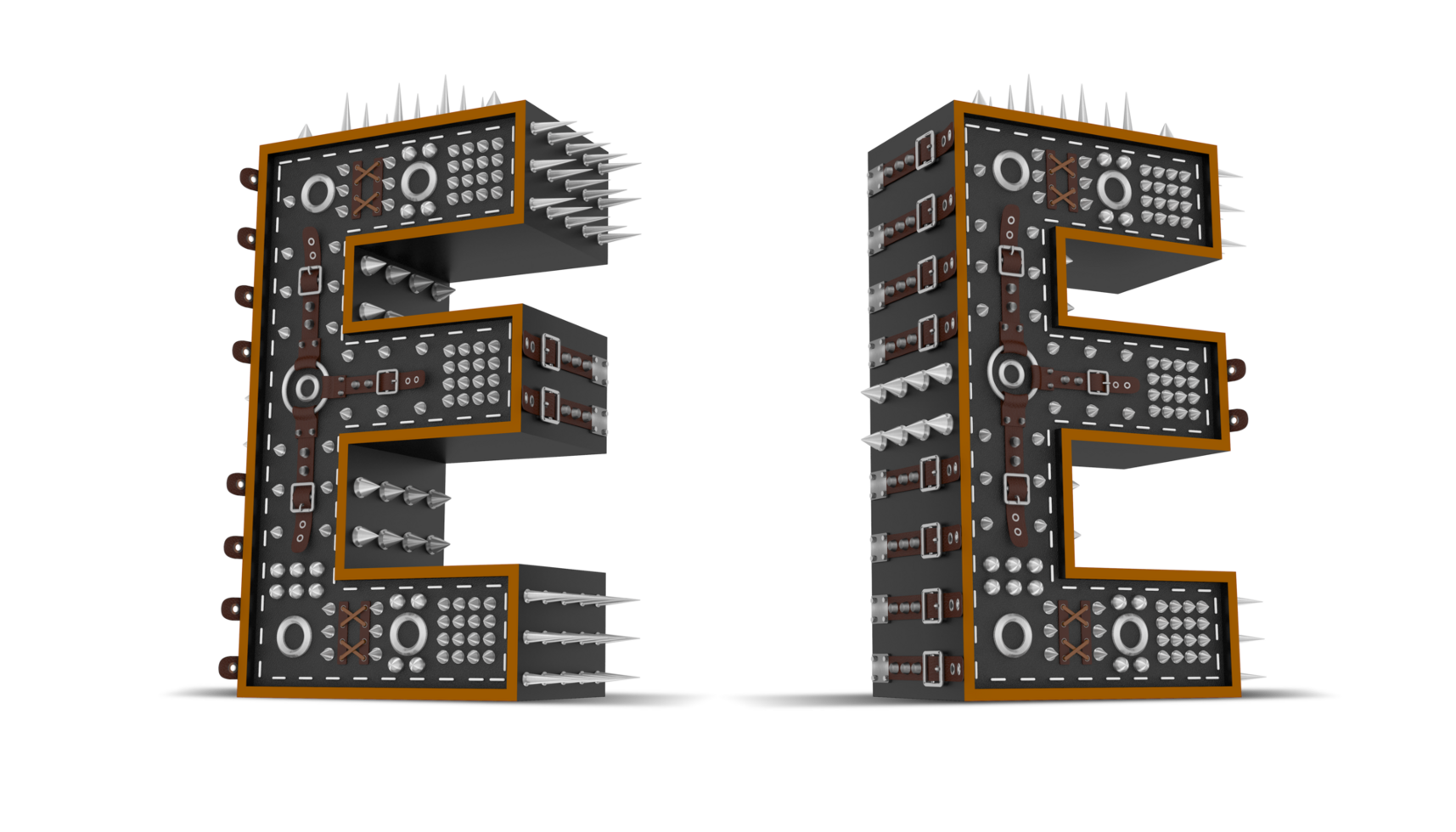 3d Alphabet Punk style, 3d rendering. png