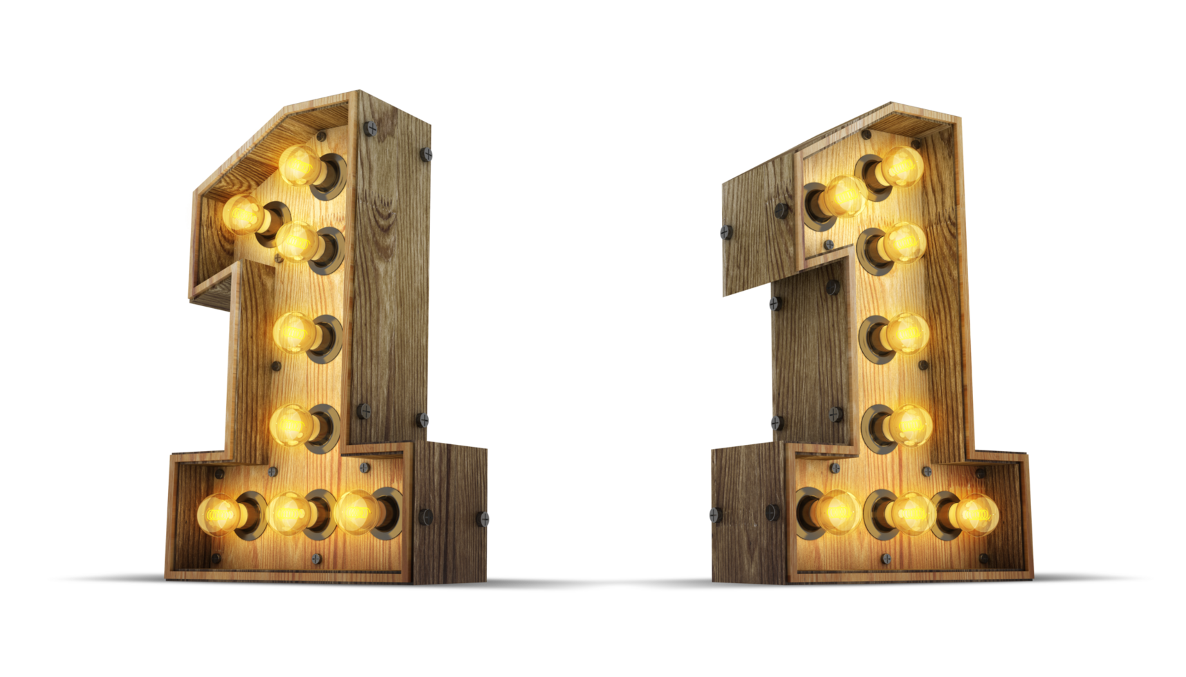 Wood number with light bulb. png