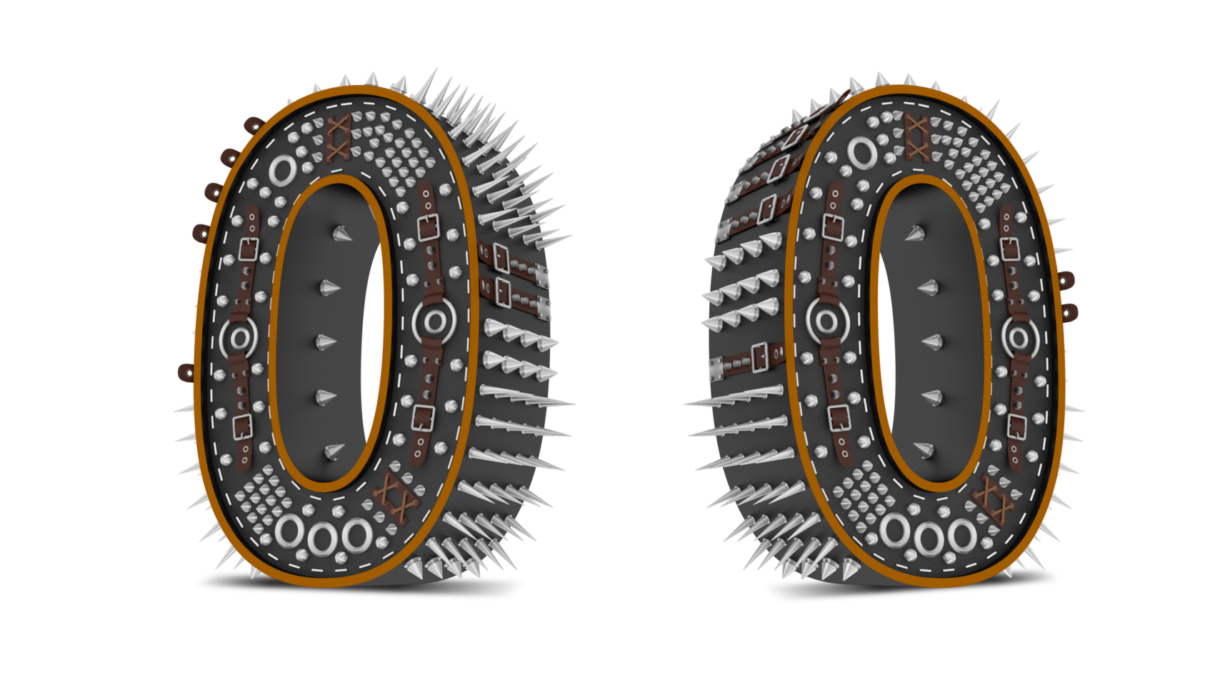 3d Number Punk style, 3d rendering png