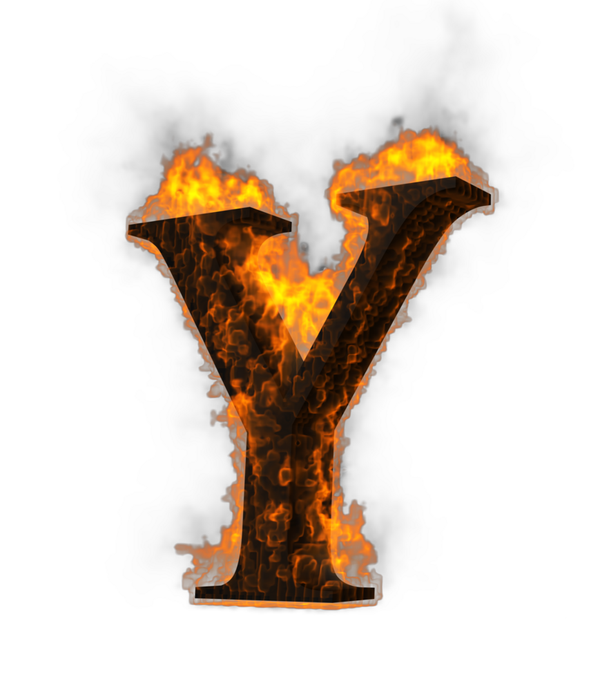 Fire alphabet 3d Rendering illustration. png